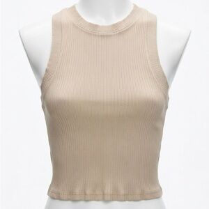 Zara Tan Ribbed Tank Top Sz Small